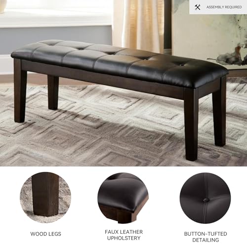 Signature Design by Ashley Haddigan Traditional Upholstered Dining Room Bench, Dark Brown by Signature Design by Ashley - Image 3