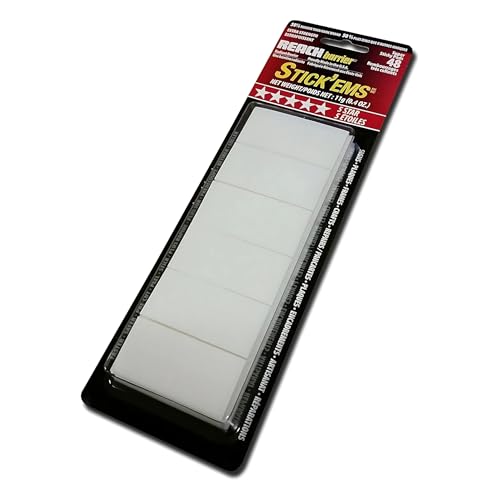 Reach Barrier 3443 Stick'ems Adhesive Tape Squares, White, Includes 48 Pre-Cut, 1-inch Squares, Damage-Free, Ready to Use