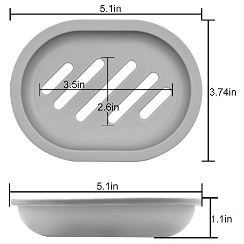 DAGONGREN Soap Dish with Drain, Pack of 2 Bar Soap Holder for Shower, Bathroom, Toilet (Grey)