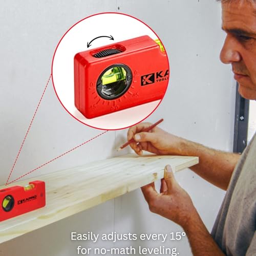 Kapro - 245 Mini Level - With Angle Finder - Features Horizontal Vial and Top-Scroll Adjustment - Pocket-Sized and Lightweight - Sturdy Plastic - 4\"