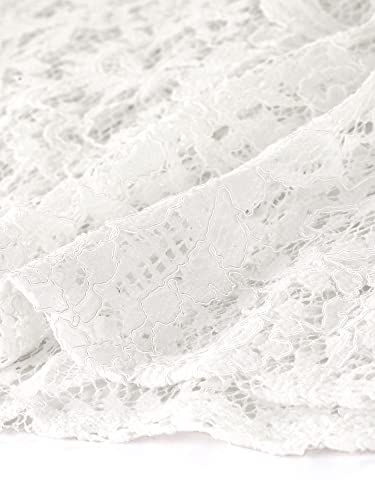 Allegra K Women's Lace Long Sleeve Tops Ruffle Neck Elegant Floral Blouses Medium White #TOP5