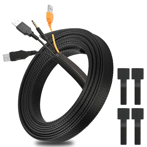 3m Guaina Cavi, Guaina per cavi intrecciati, tagliabile, gestione dei cavi per la casa e l'ufficio, Proteggersi dai morsi degli animali domestici