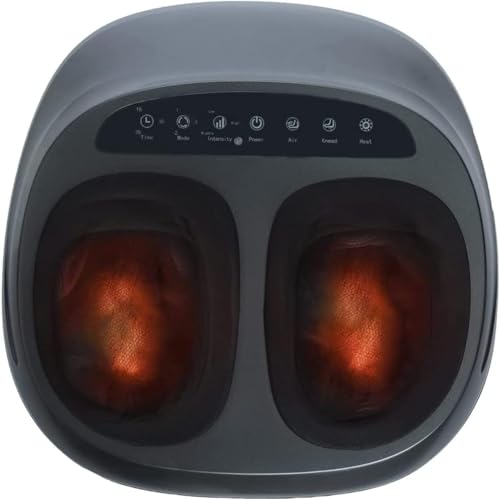 Foot Massager Machine With Heat Deep-Kneading Compression Shiatsu 3 Mode Settings & Adjustable Intensity For Relieve Foot Pain From Plantar Fasciitis Improve Circulation Fits Up To Size 12