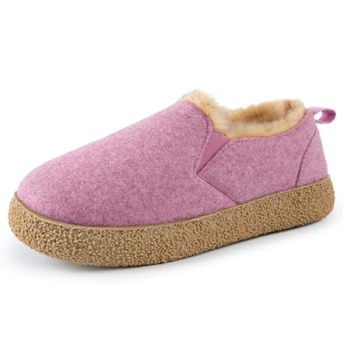 MERRIMAC Women's Faux Felt Slippers, Puce Pink, 3-4 UK