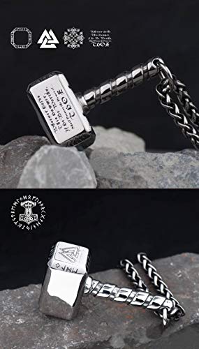 Heavy Titanium Stainless Steel Thor's Hammer Mjolnir Pendant Necklace Punk Jewelry For Men Boys 24 Inch Wheat Chain #TOP2