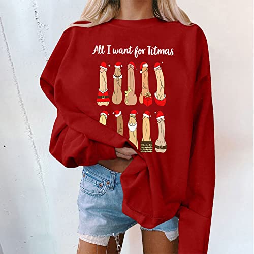 Miashui Jackets Going Out Women Cute Valentine's Graphic Sweatshirt Casual Round Neck Pullover Loose Shirt For Lovers Red #TOP2