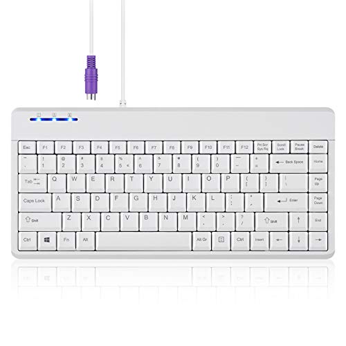 Perixx PERIBOARD-409PW Wired PS2 Mini Keyboard - 12.36x5.75x0.79 inches Dimension - White - US English Layout PB-409PWUS-11829