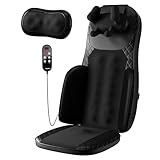 Himouta Shiatsu Massagesitzauflage, Rückenmassagegerät für Nacken und Rücken mit Wärmefunktion – 4D Tiefengewebe-Massagegerät zur Schmerzlinderung, Knet- & Rollmassage (Schwarz, Standard)