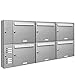 Produktbild AL Briefkastensysteme 6er Briefkastenanlage mit Klingel, Edelstahl, Premium Briefkasten DIN A4, 6 Fach Postkasten modern Aufputz