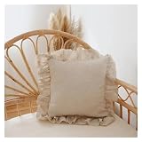 Fundas De Almohada Con Volantes De Lino 100%,Funda De Cojín Suave Y Cómoda,Almohadas De Sofá for Decoración Del Hogar,Adorno for Sofá De Sala De Estar, Navidad, Decoraciones De Halloween, Diseño De Es