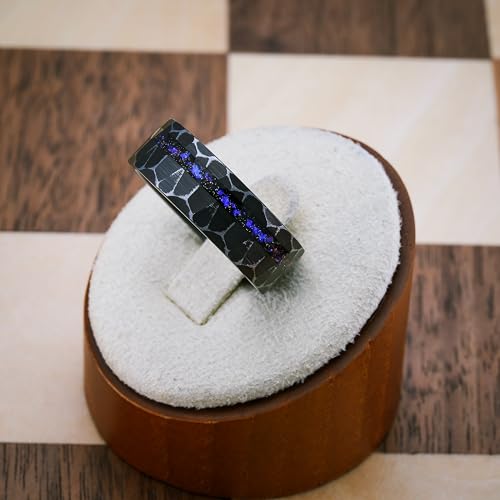 100S JEWELRY Men's Rustic Black Tungsten Ring with Orion Nebula Galaxy Design Hammered Finish Wedding and Engagement Band Sizes 6-163