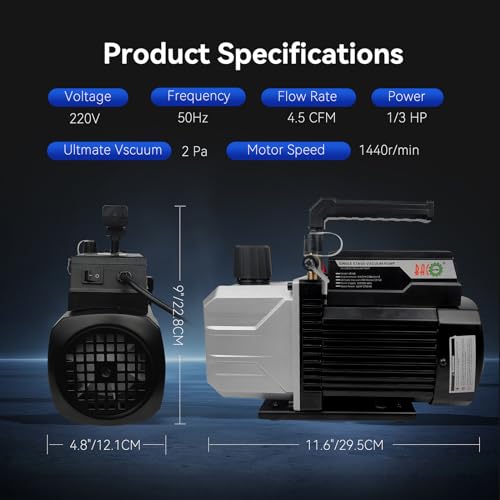 BACOENG 4.5CFM Vacuum Air Conditioning Pump with 4-Way Gauges, Car Air Conditioning Charging Kit Ideal for HVAC/Auto AC Diagnostics R134A R410A