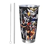 機動戦士ガンダム 車載用 マグカップ コーヒーカップ 600ml保温保冷カップ ストローと蓋付き 大容量 持ち運びに便利 そのまま飲める 可愛くておしゃれ アウトドア 釣り キャンプなどにも最適 Straw Two-piece Set