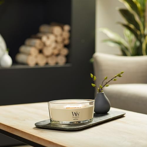 Image of WoodWick Vanilla Bean Holiday Candle Gifts for Women and Men, 16 oz Ellipse Candle with Crackling Wick (Pack of 2)
