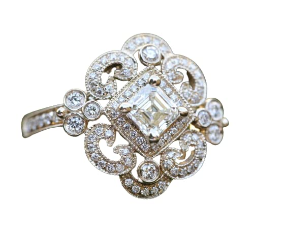 BeBold Antique Inspired Vintage Inspired Engagement Ring for Women 2ct Asscher Cut Simulated Diamond CZ Yellow Gold Plated