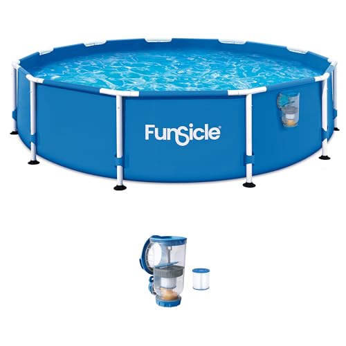 Funsicle Activity 12 x 30 Round Above Ground Swimming Pool Includes FiltraBoost 400 GPH Filter Pump with AutoSkimmer Type I Filter Cartridge & Repair Patch