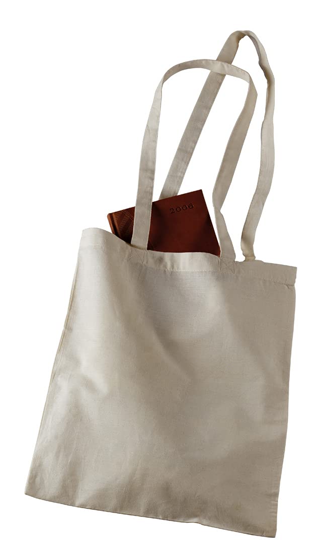 Bolsa Tela 100% Algodón Biodegradable,Lavable,Reutilizable-Asas Largas de 75 cm. Ropa,Manualidades,Alimentos,Verduras, ir de compras,Medidas 38x42cm,Densidad 145gr/m2,Natural (Pack 100 pcs)
