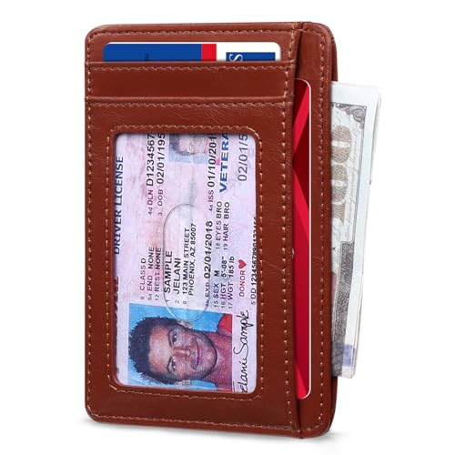 Image of RUNBOX Slim Minimalist Front Pocket RFID Blocking Leather Wallets for Men and Women Card Holder Wallets Gifts for men