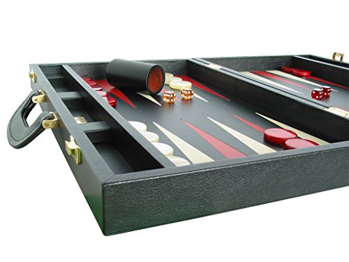Zaza & Sacci Leather Backgammon Set - Board Game - 20" Black Case #TOP1