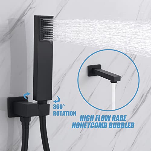 Ankita Black Shower System 10 Inches Brass Bathroom Luxury Rain Mixer Shower Combo Set Wall Mounted Rainfall Shower Head System… #TOP3