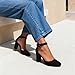 Imagen de DREAM PAIRS Zapatos de Tacón Acho Cómodos Clásicos de Punta Redonda Zapatos de Salón Alto con Tira de Tobillo Bodas y Fiestas Ante Negro Angela Talla 39EU
