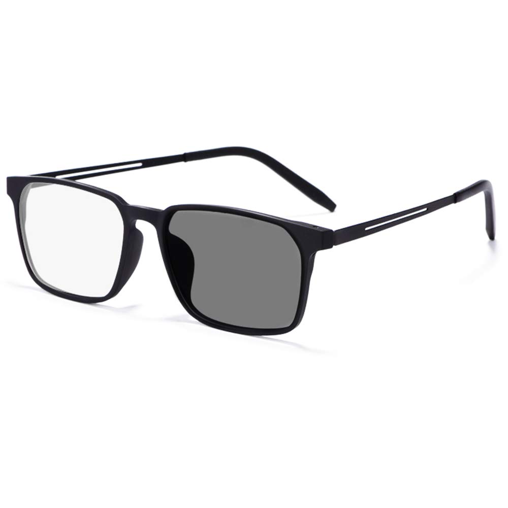 MANG Multifokale Selbsttönende Lesebrille Lesehilfe Ultraleichte Retro Gleitsichtbrille Mit UV-Schutz, Schwarz Rechteck Rahmen Sonnenbrille
