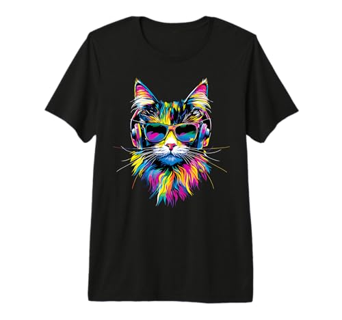 Chat Maine Coon Lunettes de Soleil Doux Chats Maine Coon T-Shirt Haut de Gamme