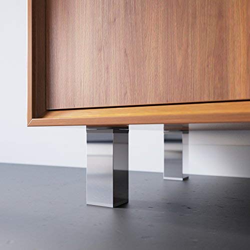 Furniture Legs, Pack of 8, Height Adjustable | Angular Profile: 40 x 40 mm | Design: Chrome | Sossai MFV1-CH | Height: 60 mm +20 mm | Wood Screws Included - Image 4