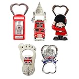 Best Mix of Famous UK Britain London Icons Fridge Magnet Bottle Openers - Set of 5