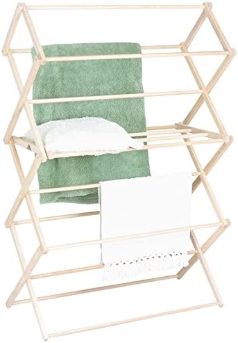 Pennsylvania Woodworks Clothes Drying Rack: Solid Maple Hardwood Laundry Rack for Bedding, Blankets, Towels & More, Heavy Duty, Folding Drying Rack Made in USA, No Assembly Needed, Extra Large