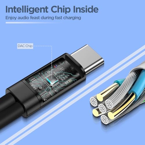 Image of UNIGEN 2 in 1 USB C to 3.5mm Headphone and Charger Adapter, AUX Mic Jack with PD Up to 60W Fast Charging for Stereo, Earphones, Compatible with Samsung Galaxy S25 /S24 /S23 /S22+, Google Pixel 8 /7