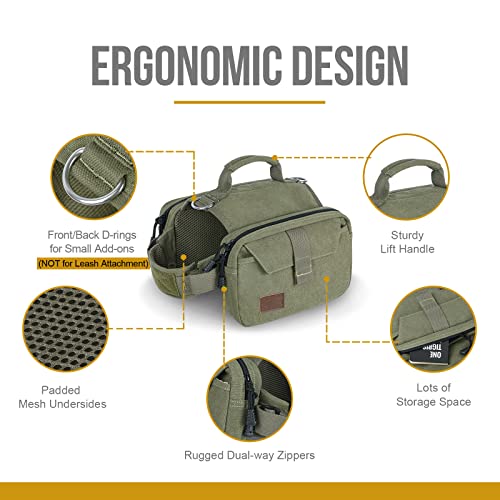 Onetigris Dog Pack Hound Travel Camping Hiking Backpack Saddle Bag Rucksack For Medium & Large Dog (Ranger Green, Large) #TOP2