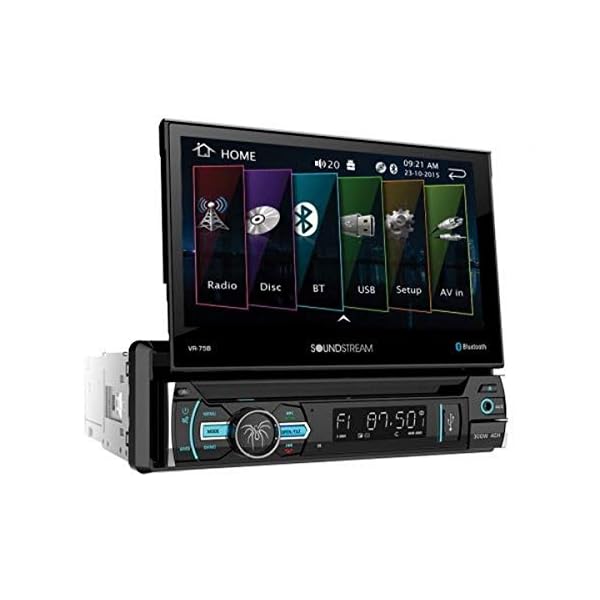 Soundstream VR-75B Single DIN Bluetooth in-Dash DVD/CD/AM/FM Car Stereo Receiver with 7″ Foldout Touchscreen