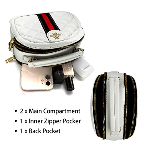 Beatfull Designer Bee Crossbody Bags for Women Stylish Round Quilted Shoulder Purse Small Leather Top Handle Cross Body Handbag - Thumbnail 4