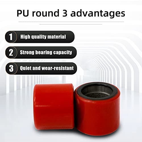 Image of APOLLOLIFT 2PCS Pallet Jack Truck Load Wheels, 3 inch x 3.7 inch with Bearings ID 0.78inch, Red Pallet Jack /Truck Polyurethane Load Wheels A Pair