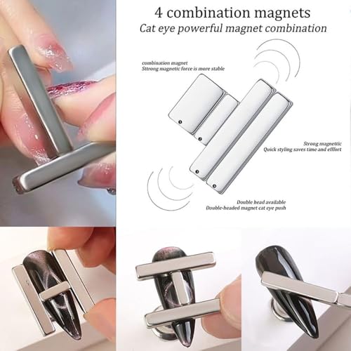 Image of THR3E STROKES 5 Pieces Cat Eye Nail Magnet for Magnetic Gel Polish - Wood Stick Design Tool for DIY Home, Salon, Studio (5PCS MINI SET)