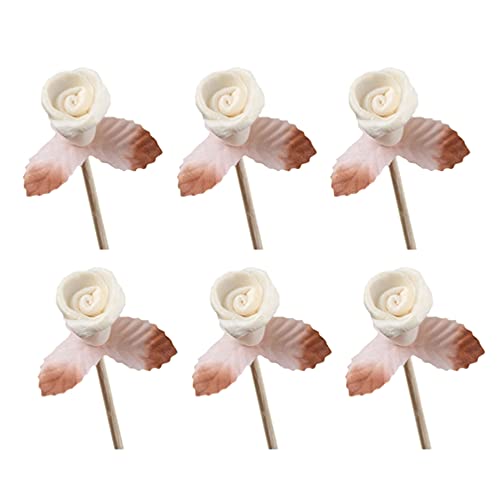 6 Palitos Difusores de Ratán Natural con Diseño Floral miniatura 1