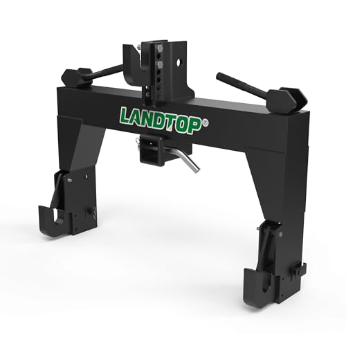 LANDTOP 3 Point Quick Hitch with 2 Receiver Hitch Adaption to Category 1 Tractors 3000 LBS Lifting Capacity 26.2 Between Lower Arms 16.1 Top Link to Lower Link 5 Level Adjustable Bolt Black