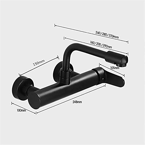 Robinet de lavabo mural en laiton noir mat pour vasque chic