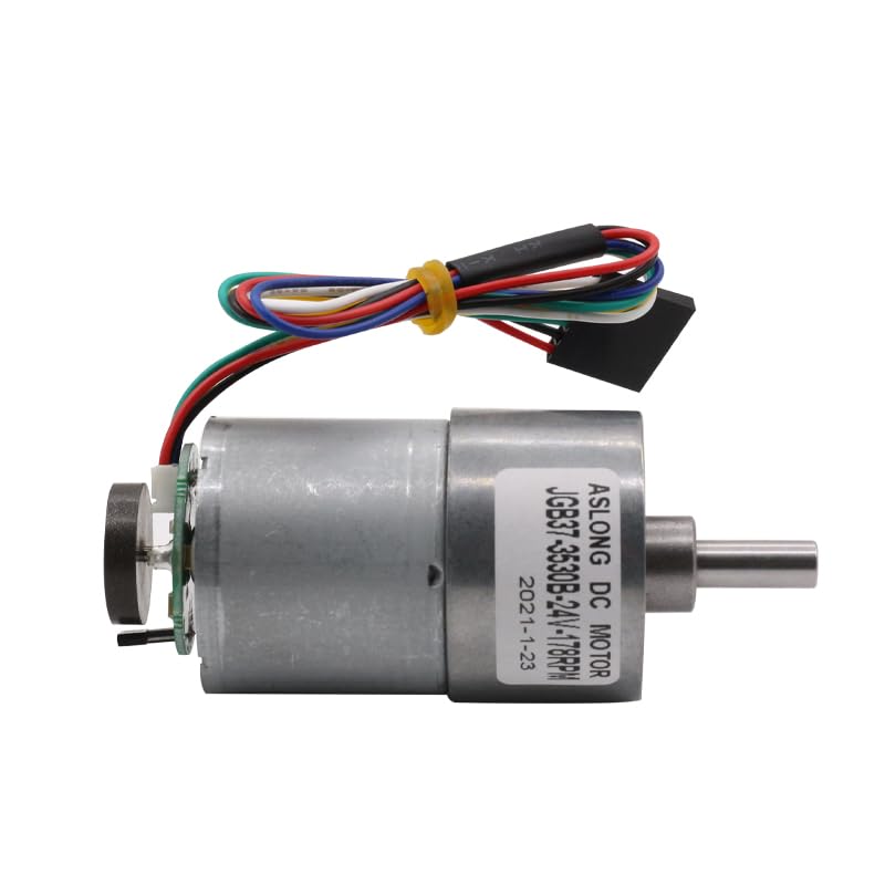 AOLONG For JGB37-3530B 12v 24v High Torque Low Rpm Permanent Magnet Mini Micro DC Gear Motor With Encoder For Testing Speed - (Speed(RPM): 111, Voltage(V): 24V)