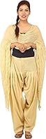 Jaipur Fashion Hub Women's 100% Pure Cotton readymade Bottom Full Patiala Salwar Pant With Dupatta Set Combo (Beige____Free Size)