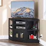 YITAHOME Corner TV Stand for TVs up to 50 Inch with Power Outlet, Modern Farmhouse Entertainment Center, Wood TV Media Console with Storage Cabinets Shelves for Living Room, 47" Black | Entertainment Center with Storage Cabinets & Shelves, Living Roo