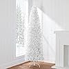 Best choice products white pencil christmas tree 6ft unlit slim decoration without lights skinny premium holiday decor metal stand easy assembly  urban country home decor