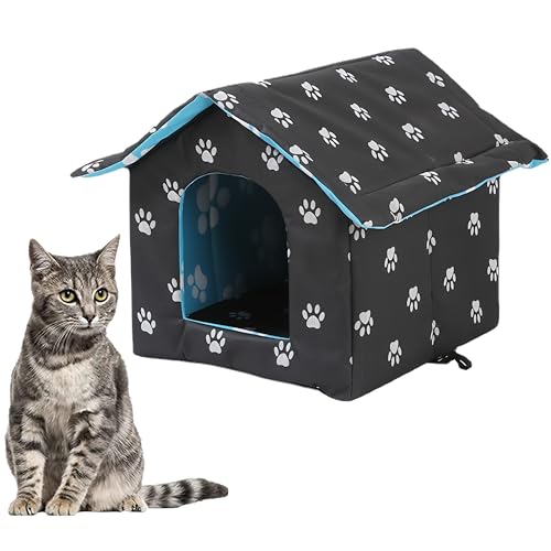 CHRIS GOOD Feral Cat House, Cat House Outdoor, Waterproof Shelter for Stray Cats, Weatherproof for Winter (Black Claw, Medium)
