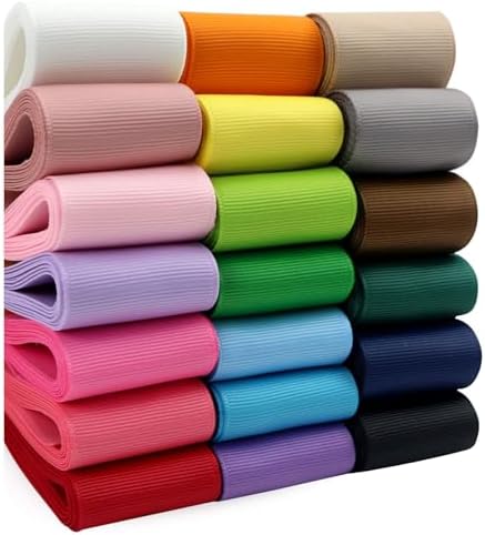 MEEDEE 2 Inch Grosgrain Ribbon 20 Solid Color Assortment, 2" X 2 ...