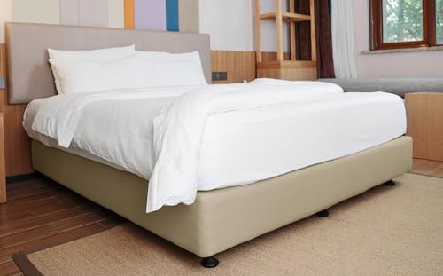 Box Spring Cover Twin/Twin XL Size - Jersey Knit & Stretchy Wrap Around 4 Sides Bed Skirt for Hotel & Home, Taupe