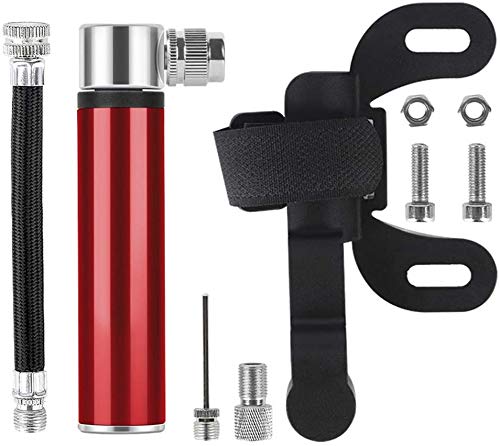 eoocvt Mini Bike Pump, 3.8int, Portable Bike Tire Pump for Road, Mountain and BMX Bikes,120psi, Compatible Universal Presta and Schrader Valve - Red