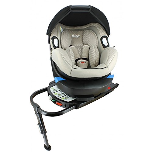 Mycarsit - Silla de coche gran confort grupo 0+ (0-13kg) con base isofix pivotante - protección a golpes laterales - cabezal y reductor de...