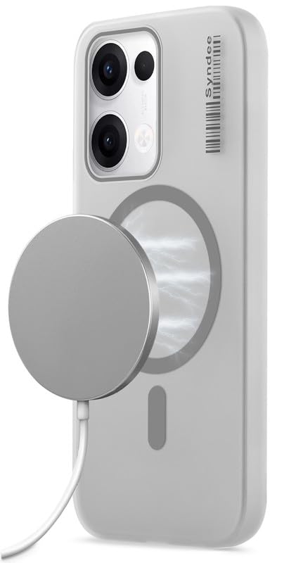 Image of Mr. Case Back Cover for Oppo Reno 13 5G Elegant Frosted White Translucent Back | Only Compatible with Wireless Magnetic Accessories | Anti-Scratch Shockproof Phone Case - Grey