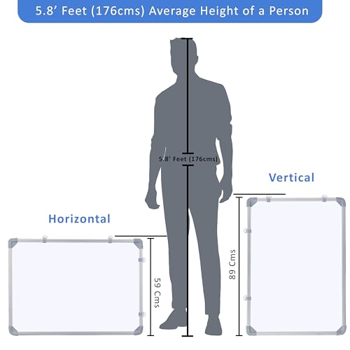 Image of Eduway (Magnetic) 3x2 Feet White Board with (Marker, Duster and Magnets) | Ideal Use for Home, Office, Kids with Sliding Hanging Clips, Robust Aluminum Frame and Smooth Melamine Surface (89x59 Cms),